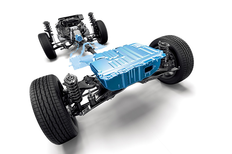 Animacija rodo „Subaru“ simetrišką visų varančiųjų ratų pavarą modelyje Crosstrek – pavaros sistema ir ašys subalansuotos, siekiant užtikrinti maksimalų stabilumą ir sukibimą su keliu.