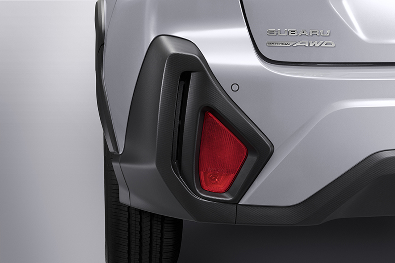 Närbild på det bakre dimljuset på Subaru Crosstrek.