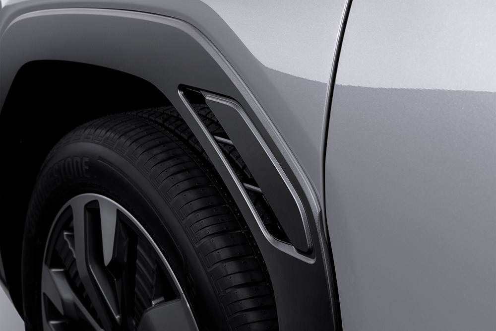 Aerodynamisk design vid hjulhusen på Subaru – små detaljer som minskar luftmotståndet och bidrar till lägre förbrukning och ökad stabilitet i högre fart.