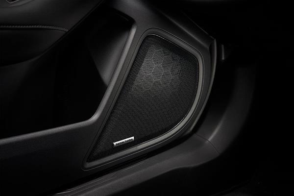 Högtalare integrerad i den främre dörrpanelen på Subaru.